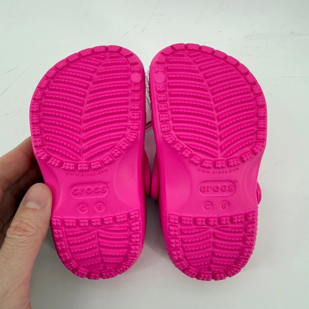 Crocs Kids Classic Clog Pink Crush 6 Toddler C6 Hot Pink Slip On Comfy New